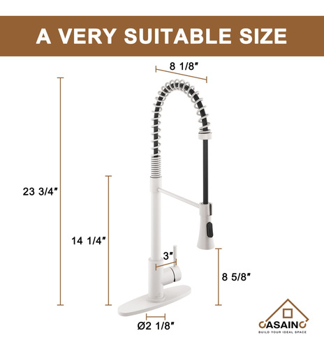 Grifo Cocina Blanco Mate 1.8 Gpm Con Resorte Extraíble