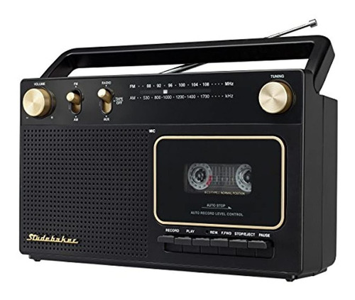 Radio Am/fm Con Reproductor De Casete Portátil, Color Negro