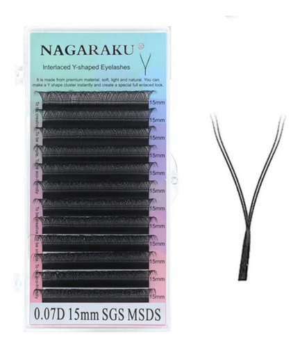 Extensiones de pestañas Nagaraku YY color negro con curvatura de tipo D x unidad
