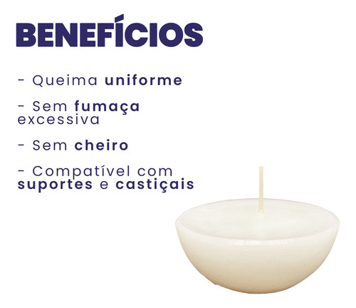 Kit 30 Vela Flutuante Meia Bola 04 Branca Spa Relaxamento Branco Lisa Sem Cheiro
