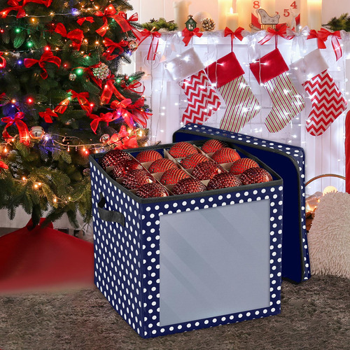 Caja De Almacenamiento De Adornos Navideños Plegable Con