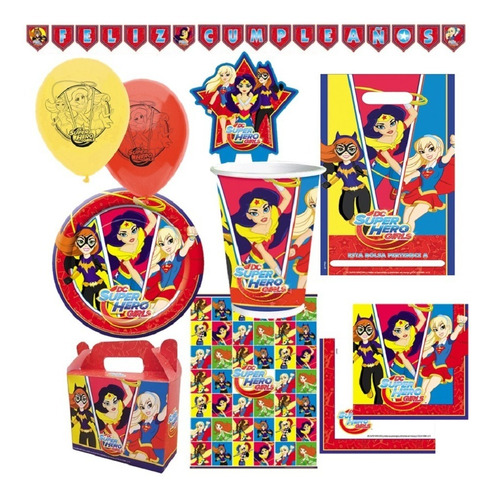 Pack Cumpleaños Dc Super Hero Girl X 30 Cotillón Activarte