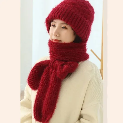 Bufanda Y Gorro De Felpa Tejidos Uno En Todo For Mujer, Cál