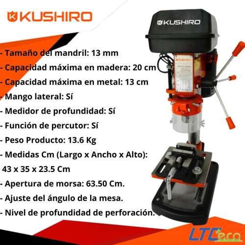 Imagen 4 de 10 de Taladro De Banco 13mm Agugereadora De Pie Con Morsa Kushiro