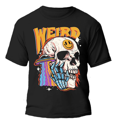 Remera Calavera Ovni Diseño Colores 100% Algodón