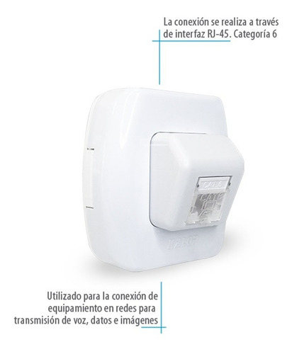 Toma Computacion Exterior Rj45 Cat-6 Tekna Kalop Color Blanco
