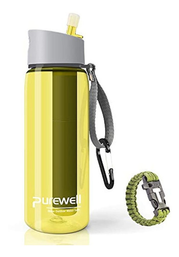 Purewell - Botella De Agua Con Filtro De 4 Tapas