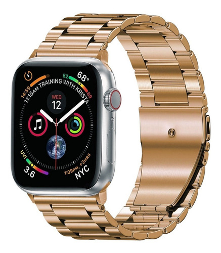 Pulseira Aço Inoxidável Para Apple Watch Ultra 49m 45m 44mm Cor Rosê Gold