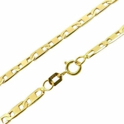 Corrente Cordão Piastrine Maciça 60cm Em Ouro 18k-750