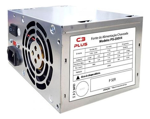 Fonte Atx Sem Cabo P4 24 Pinos 200w Ps-200v4 - C3tech