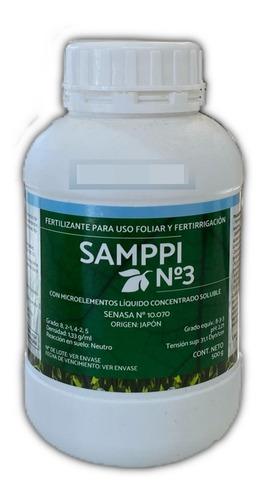 Samppi Nº3 500 Cc Foliar Fertirriego Fertilizante Huerta