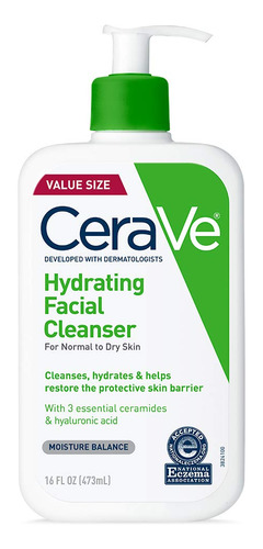 Cerave Hydrating Facial Cleanser Limpiador Hidratante 16 Oz
