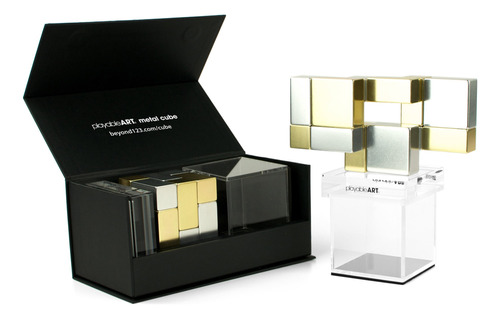 Reproducible Art Metal Cube Goldsilver
