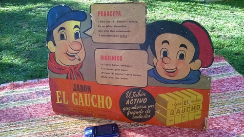 Lindo Antiguo Cartel Carton Jabon El Gaucho 34x47 Cm