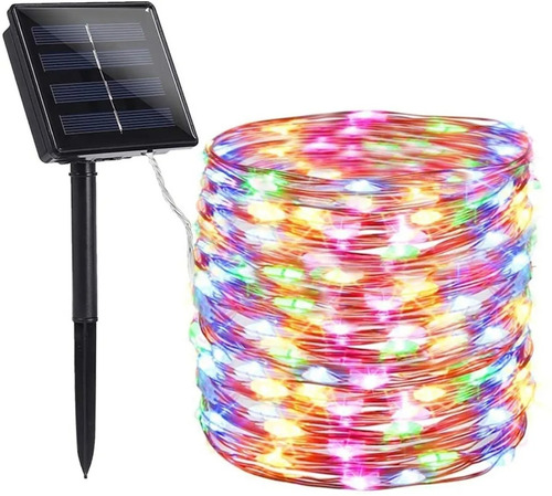 Guirnalda Luces Led 100led Multicolor Solar 10 Mts