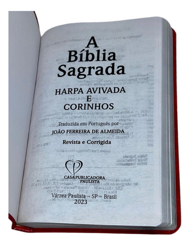 Bíblia Sagrada Slim Capa Semi Flexível - Vermelha - Com Harpa Avivada E Corinhos Versão Almeida Revista E Corrigida