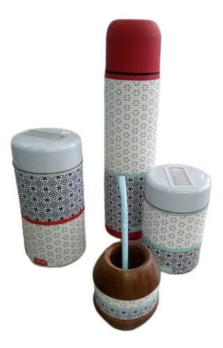 Set Matero Completo Termo 1 L Yerbera Azucarera Mate Madera