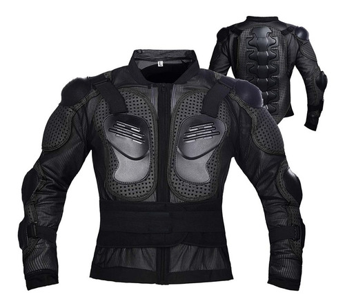 Chaqueta Protectora De Cuero Negro Para Hombre Racing Armor