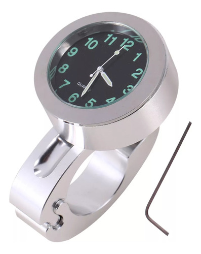 Reloj Plateado Para Manillar De Moto, Impermeable, 1 Unidad