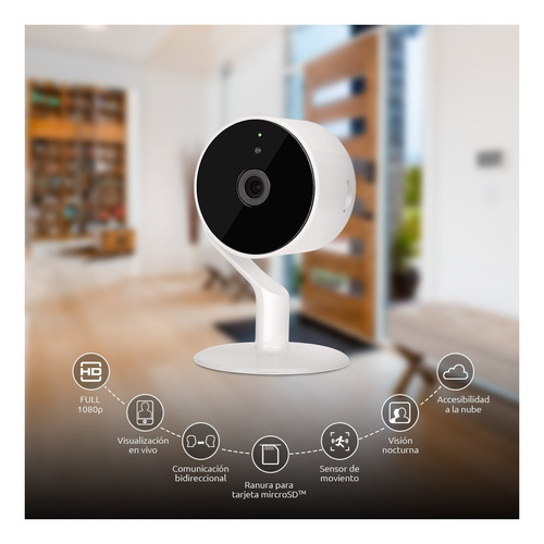 Imagen 3 de 3 de Cámara de seguridad Nexxt Solutions Cámara inteligente Wi-Fi para interior (x2) con resolución de 2MP visión nocturna incluida blanca