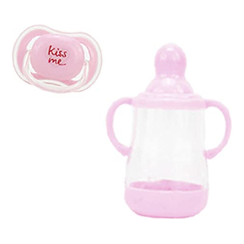 Baby Dolls Bottle And Magnetic Pacifier Set Pink For Reborn
