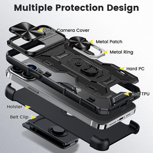 Phone Case Caka For iPhone 13 Pro Max W/ Belt-clip Holster B