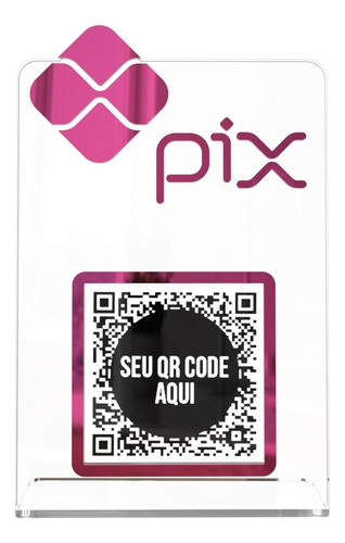 Placa Pix Mini Qr Code Comércio Loja Restaurantes Cor Pink Espelhado