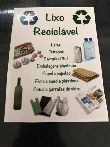 Adesivos Reciclagem Orgânico Lixo Reciclável C/3 Condomínio