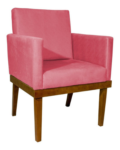 Poltrona Decorativa Cadeira Reforçada Recepção Divine Cores Cor Rose Desenho do tecido TECIDO SUEDE