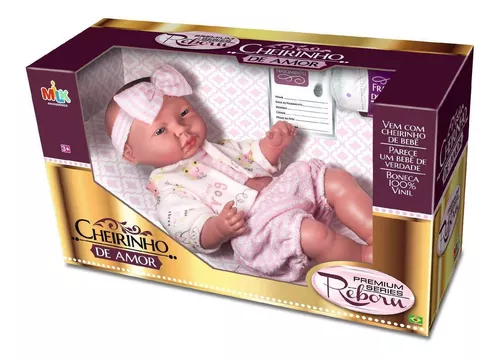 Boneca Bebê Reborn C/ Carrinho Rosa Bolsa Maternidade Jogo - Milk