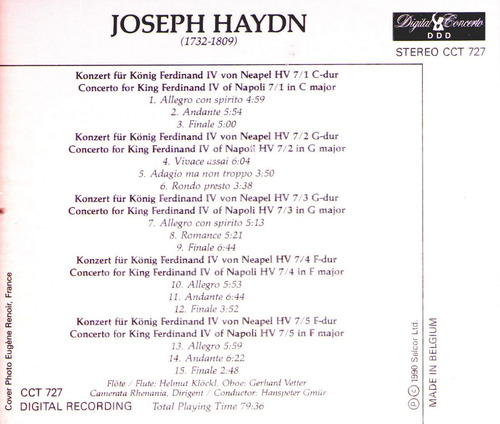 Haydn : Conciertos Para El Rey Fernando Iv De Nápoles - Cd