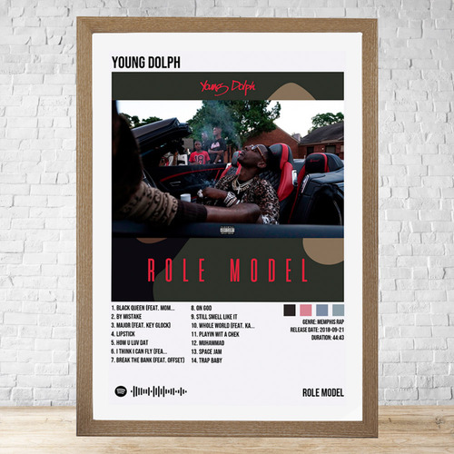Cuadro Young Dolph Role Model 30x40 Con Vidrio Y Marco C734 Marrón Claro Moderno