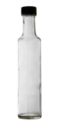 Botella Vidrio Aceite 250 Cc Transparente Redonda Tapa X72 U