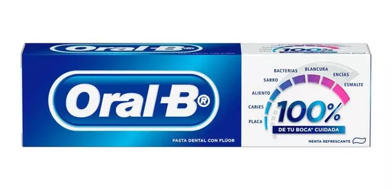 Pasta Dental Oral B 100% Boca Cuidada X 66 Ml