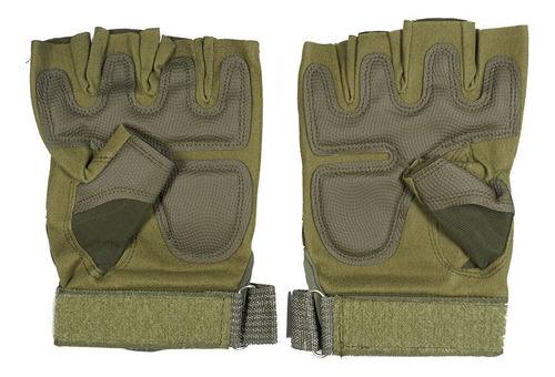 Lnd Guantes Tacticos Proteccion Nudillos Sin Dedos Verde Musgo Único