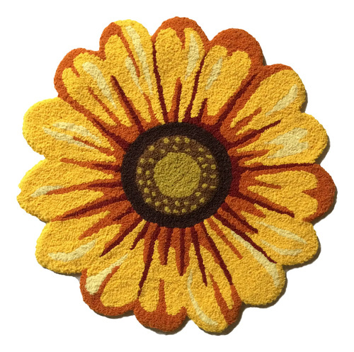 Alfombra Girasol 19.6 X 19.6  Baño Floral Amarilla Felpudo