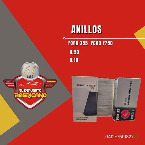 Anillos Ford 355   F600 F750  0.20 0.10