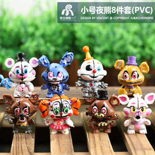8 Animes Blind Box Night Bear Fnaf Boneca Modelagem Adornos