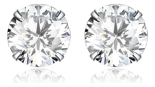 Aretes Pendientes Para Mujer Plata 950 Zircón Blanco - 4mm