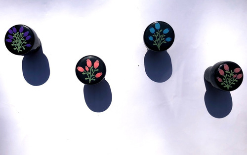 Imagem 6 de 8 de Kit Gancho Parede Pendurador Cabideiro Flores Pintado A Mão