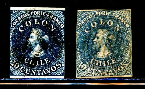 Primera Emisión Año 1854. N° 5 Sellos Postales De Chile Primera Emisión Año 1854. N° 5 Sellos Postales De Chile