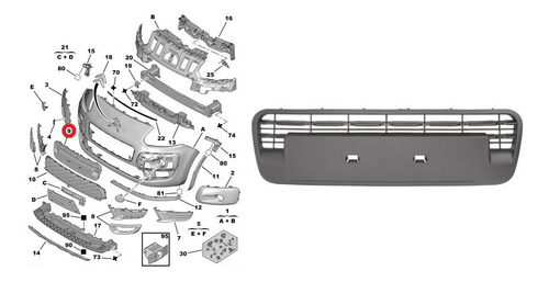 Rejilla Superior Citroen C3 Picasso 2010-2015 742256