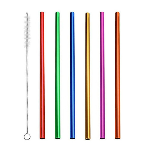 6pcs Metálico Reutilizable Pajas, Pajitas Para Beber, Alumin