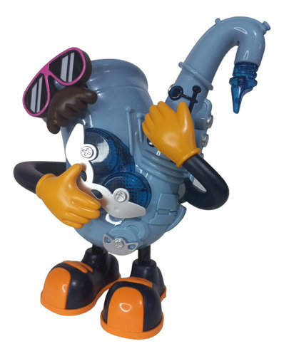 Brinquedo Robô Eletrônico Saxofone Guitarra Dança Musical Cor Robô Sax Azul Personagem Mr Sax