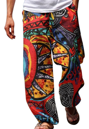 Pantalon Lino Para Hombre Largo Casual Suelto Ligero Cordon
