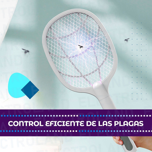 Imagen 6 de 10 de Raqueta Eléctrica Con Luz Mata Mosquitos Recargable 2 En 1