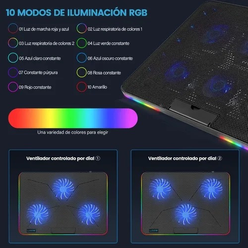 Imagen 3 de 7 de Laptop Accesorios Base De Refrigeración Con 6 Ventiladores