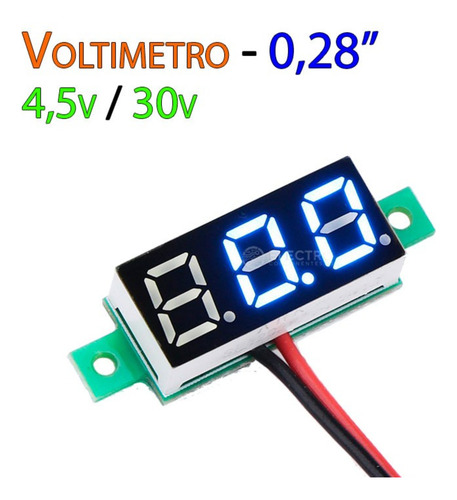 Mini Voltimetro Digital Medidor Voltaje 0-30v Color Blanco