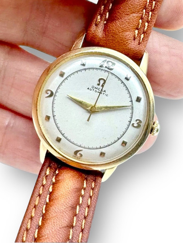 Hermoso Reloj Omega Antiguo 1949 Bumper Cal. 351 Oro 14k Café Claro Dorado Blanco (Usado)
