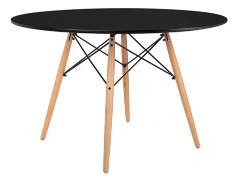 Mesa Eames Redonda Madera 120 Color Blanco Negro O Rojo